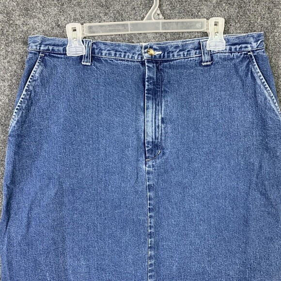 Eddie Bauer Denim Skirt Women Size 18 Straight Above Knee Pockets - Picture 2 of 7